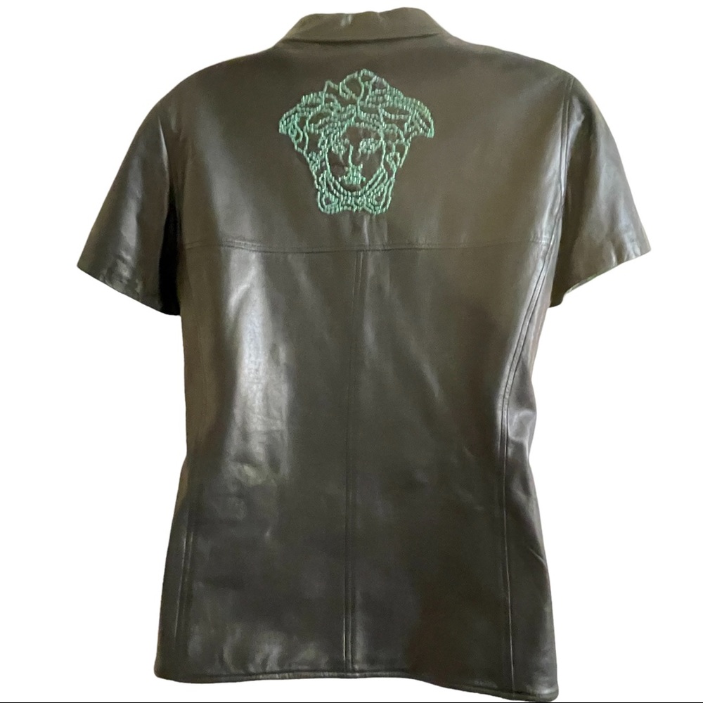 Versace Medusa Black Leather Top Size 10 USA Limited Edition Medusa Bondage 2002 - Picture 2 of 13